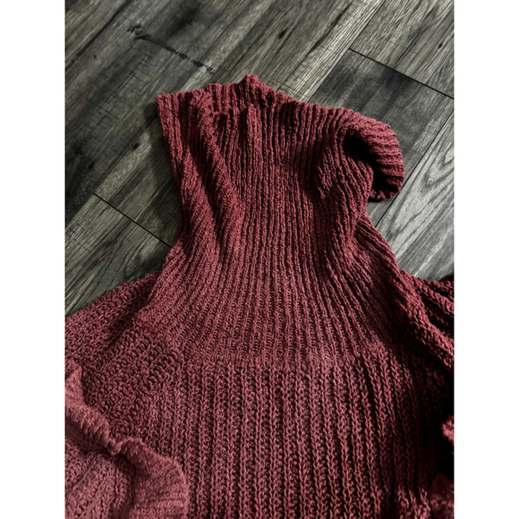 Express Size Small Taupewine Chunky Knit Sweater CowlNeck and/or Off Shoulder - Picture 5 of 6